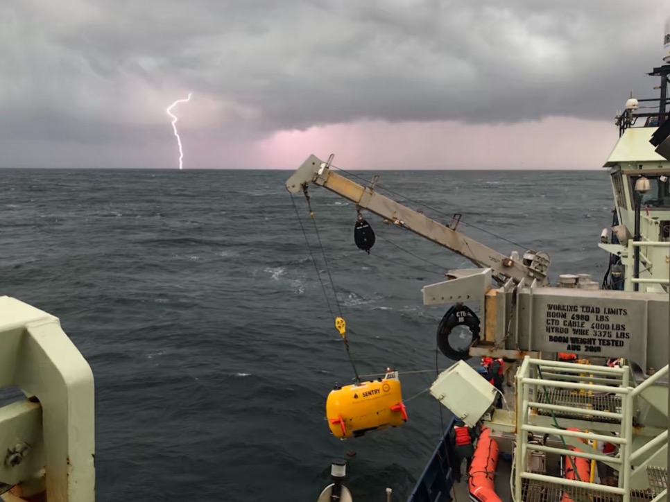 Photo of AUV Sentry deployment